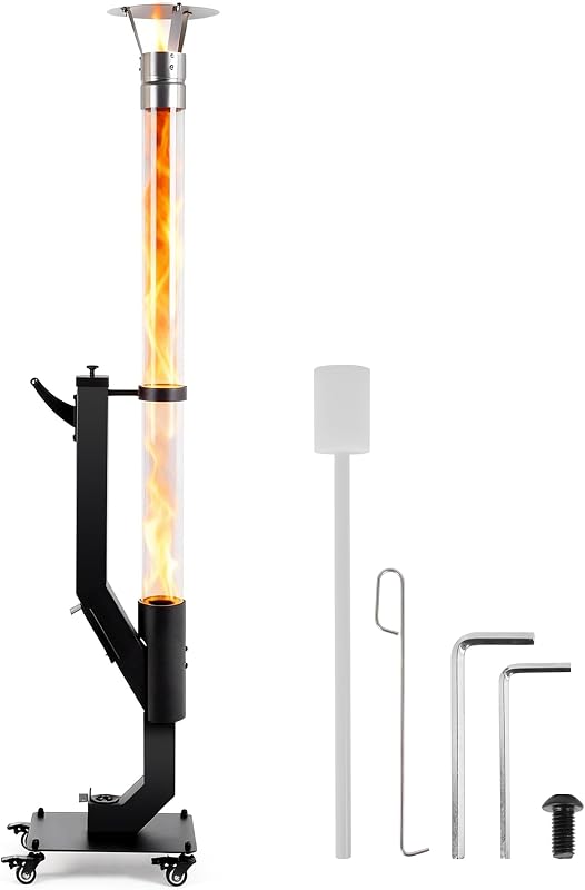 64 Inch Wood Pellet Patio Heater with Stainless Steel Rain Cap