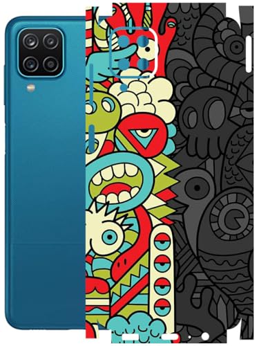 Image of AtOdds - Full Body Back Screen Guard Protector Film - Lamination Wrap Skin Sticker Compatible with Samsung Galaxy M12 | Scratchproof Matte Finish (Graffiti50)