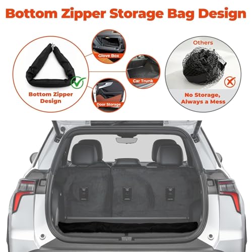 Image of 3-Layer Cargo Net for Chevy Suburban & GMC Yukon XL 2015-2020 Cargo Netting | Zoned Storage Trunk Net with Integrated Zippered Storage Bag, Heavy-Duty Cargo Organizer Netting for Camping, Trips