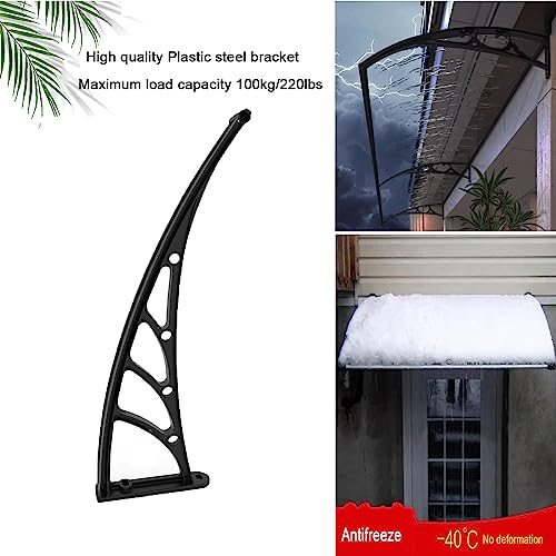 Toldo transparente de policarbonato 80x250cm con soporte negro 4
