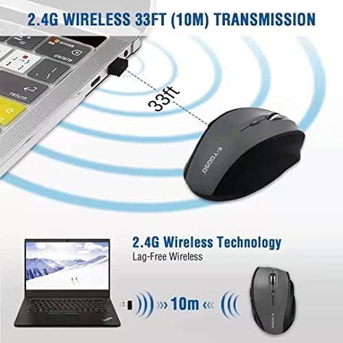 E-YOOSO Wireless Mouse for Laptop, Portable Optical Computer Mouse, 6 Buttons, Cordless 2.4GHz with USB Receiver, 5-Level 4800 DPI, 18 Months Battery Life for PC Chromebook Windows Mac - 1