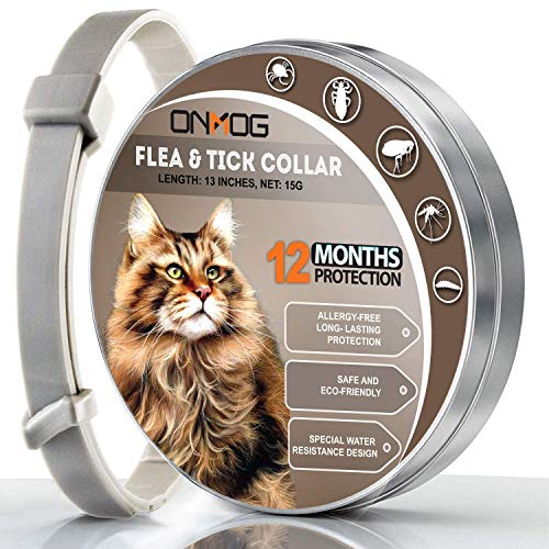 ONMOG Cat Collar - 12 Months Protection - Adjustable, Safe and Water Resistant Collar - Natural Essential Oil Extracts [2020 Upgrade Version]
