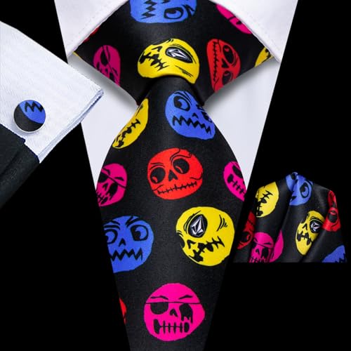 Image of Dubulle Mens Paisley Floral Silk Tie for Men Striped Necktie and Pocket Square Cufflinks Set Wedding Business