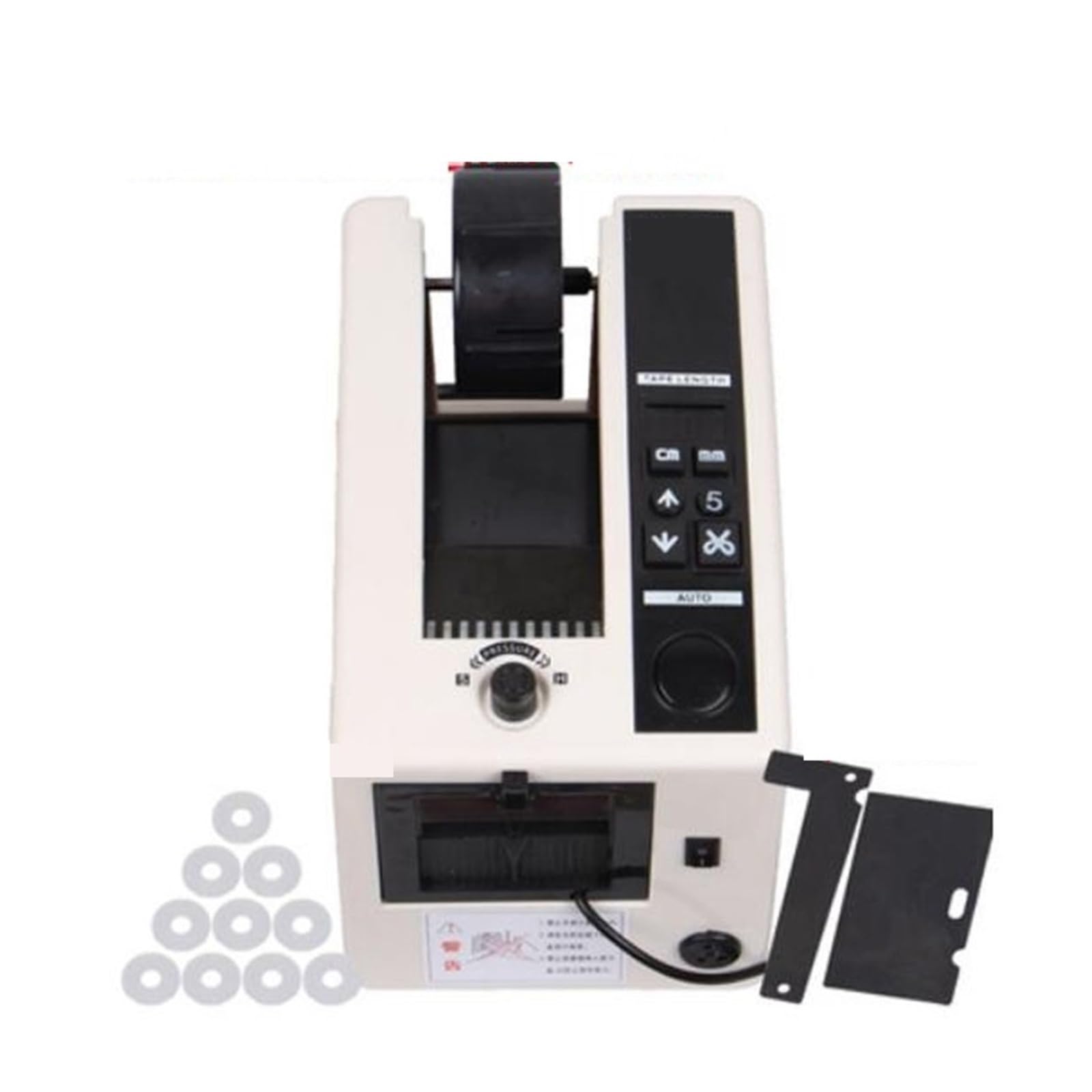 Distributore di nastro adesivo, M-1000S Distributore automatico di nastro/Taglierina automatica for nastro, larghezza 4-50 mm + 10 anelli spelafili + 1 lama ricambio per spedizioni, scuole