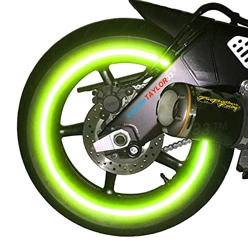 Image of customTAYLOR33 Special Edition Lime Green High Intensity Grade Reflective Copyrighted Safety Rim Tapes (10 inch (TIRE Size, for Standing E-Scooters, etc.))