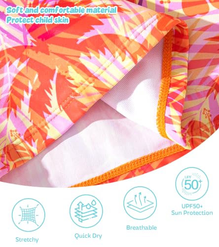 Image of Vogseek Girls Rash Guard Two Pieces Swimsuit Long Sleeve Bathing Suit for 3-10 Years