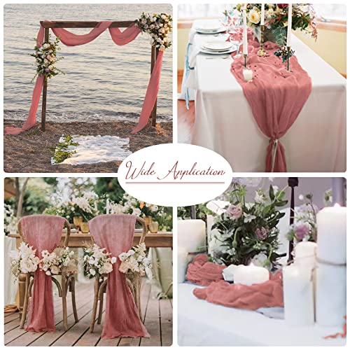 2 Pack Dusty Rose Cheesecloth Table Runners, 10Ft Gauze Table Runner Romantic Wedding Cheese Cloths Decor For Bridal Baby Shower Arch Tea Party Centerpieces Mother's Day Dinner Decorations #TOP5