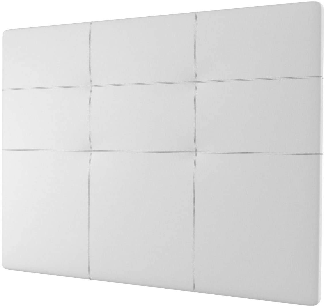 LA WEB DEL COLCHON Cabezal Cama Andrea Tapizado Acolchado 8 cm con Fijación a Pared – Cabecero de Cama Suave y Elegante – Cama de 105 (115 x 120 cms) Blanco Polipiel – Cabeceros Acolchados