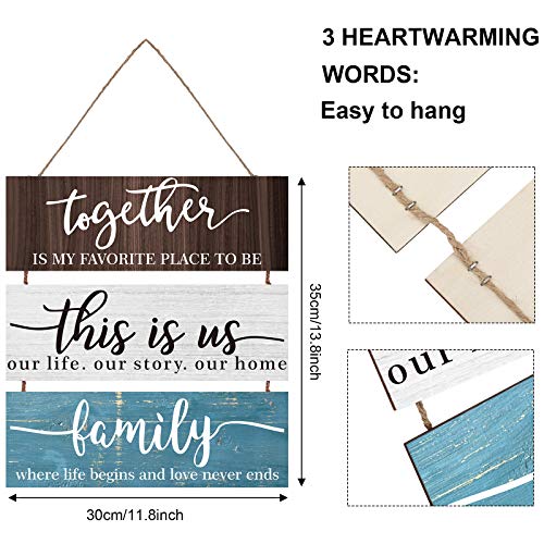 image for Hicarer This is Us Family Sign Wall Decor Together Rustic Wood Hanging