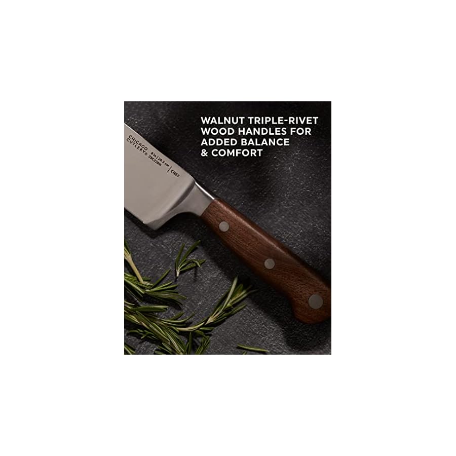 Chicago-Cutlery-Racine-12-Pc-Kitchen-Knife-Wood-Block-Set-Stainless-Steel-Knives-Serrated-Chef-Utility-and-Paring-Knife-Removable-Steak-Knife-Block-Walnut-Handle Chicago Cutlery Racine 12-Pc Kitchen Knife Wood Block Set, Stainless Steel Knives, Serrated, Chef, Utility, and Paring Knife, Removable Steak Knife Block, Walnut Handle