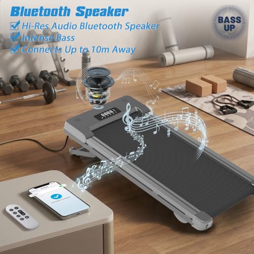 Image of PACEROCKER Walking Pad Treadmill with 12% 9-Level Auto Incline, 450 lbs Capacity Bluetooth Speaker Under Desk Treadmills for Home Hiking