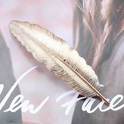 Erimberate Bohemian Metal Feather Hair Clip Vintage Feather Hair Barrette Gold Feather Hair Pins Clips Large Leaf Headwear Decorative Hair Accessories Jewelry For Women And Girls #TOP1