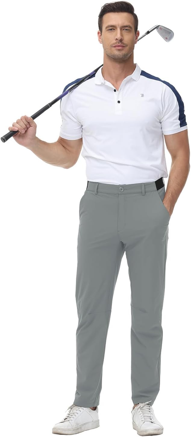 TBMPOY Mens Stretch Golf Pants Lightweight Quick Dry Casual Work Pant with 3 Pockets