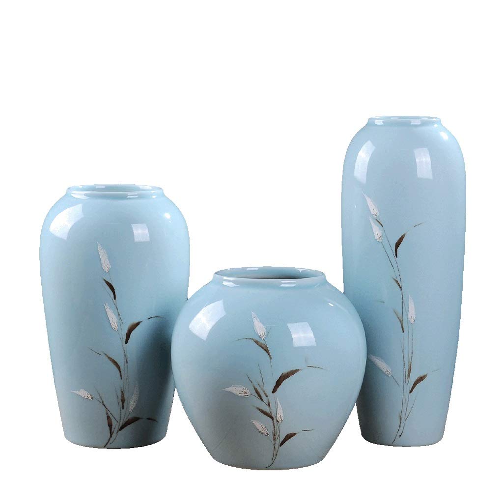 Zestaw wazonów z suszonymi kwiatami, ceramiczne ozdoby, aranżacja kwiatowa do salonu, proste, kreatywne dekoracje domu