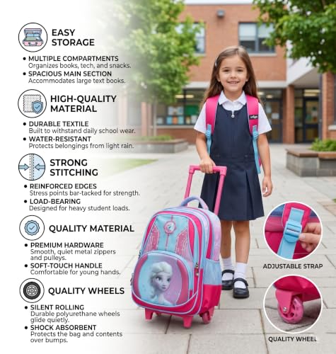 Image of ADSON 3D Embossed School Trolley Bag Large School Bag for Boy Girl, Kids School Bag, Travel Backpack for Girl Boy, Ideal for Children Trolley 16 Inch Water Resistant