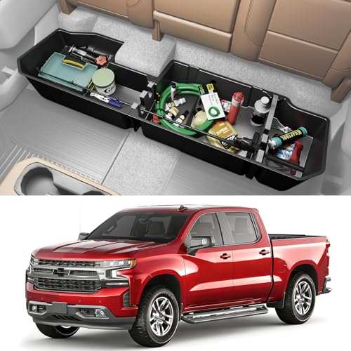 Tuyoung Under Seat Storage Boxes - Compatible with 2019-2026 Chevy Chevrolet Silverado 1500/GMC Sierra 1500 2020-2026 Silverado/Sierra 2500HD/3500HD | Double & Crew Cab Rear Underseat Organizer Box