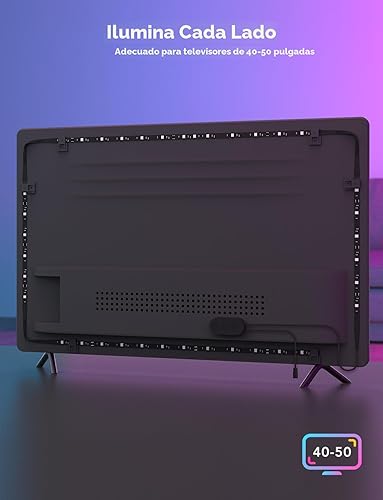 Miniatura 8 de Govee Tira de retroiluminación LED para TV, retroiluminación LED inteligente RGBIC para televisores de 40 a 50 pulgadas, sincronización de música,