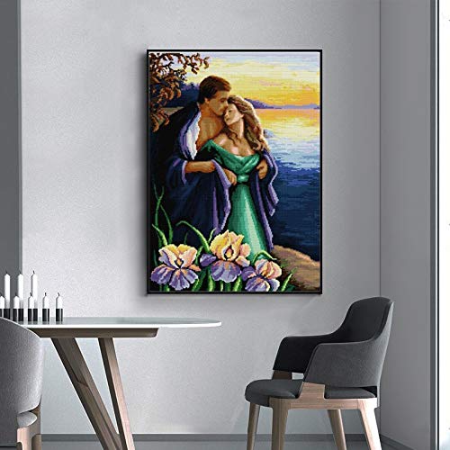 Kit Punto a Croce Timbrato Amante 2 contato kit punto croce stampato tela stampata ricamo set 14ct 11ct fai da te fai da te handmade artigianale ( Color : White , Size : 11CT White Canvas )