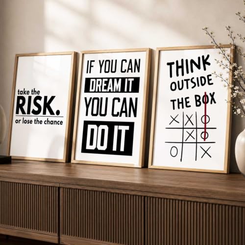 Image of kotart Daily Affirmation Framed Aesthetic Poster inspirational Wall Art with Positive Motivational Quotes Framed Poster for Living Room Bedroom Decor Set Of 3 (35x37 Inch)