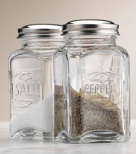Salt And Pepper Shakers By Home Essentials & Beyond Set Of 2 Clear Glass Salt And Pepper Shaker Holders With Stainless Steel Lids. #TOP25