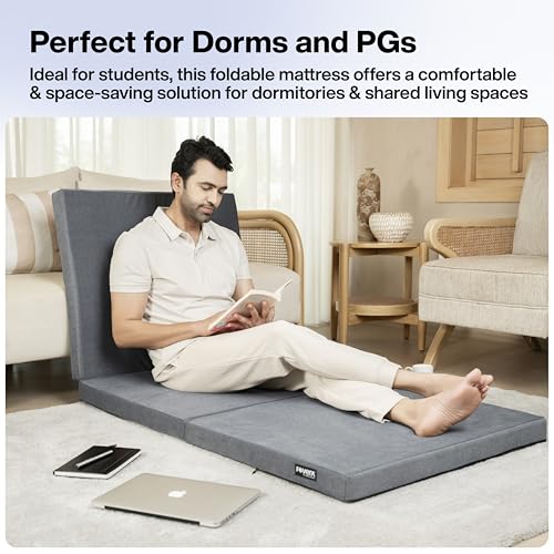 Image of FOVERA Back Pain Relief Foldable Mattress (Single Bed), Premium High Resilience Foam Folding Mattress for Floor Sleeping, Guest & Travel Bed | Portable, Compact & Easy to Store (75 x 28 x 2.5 Inch)