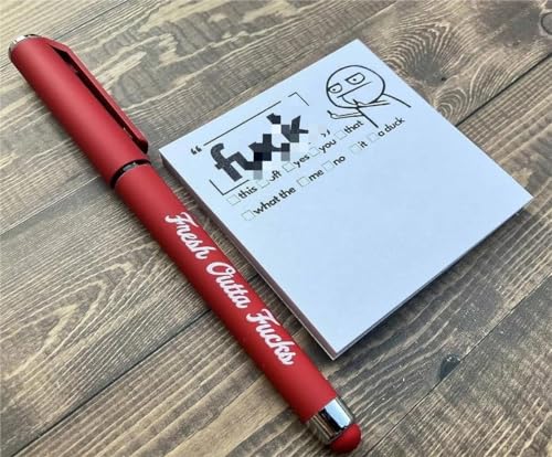 Slybar Fresh Outta Fucks Pad and Pen, Funny Sticky Notes and Pen Set, to Do List Notepad Markers, White Elephant Gift, Sassy Funny Desk Accessory Gifts for Friends, Co-Workers, Boss (Black 2pcs) image 5