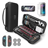Switch 2ケース 「AOLO 収納バッグ*1＋ガラス保護フィルム*1＋スティックキャップ4枚＋分体式設計 PCカバー+ グリップカバー 」Switch 2 保護カバーPC材質 黄ばみなし 軽量 大容量 高密度EVA防水 キャリーケース　24枚ゲームカードスロット耐衝撃 防塵 防水　持ち運び便利