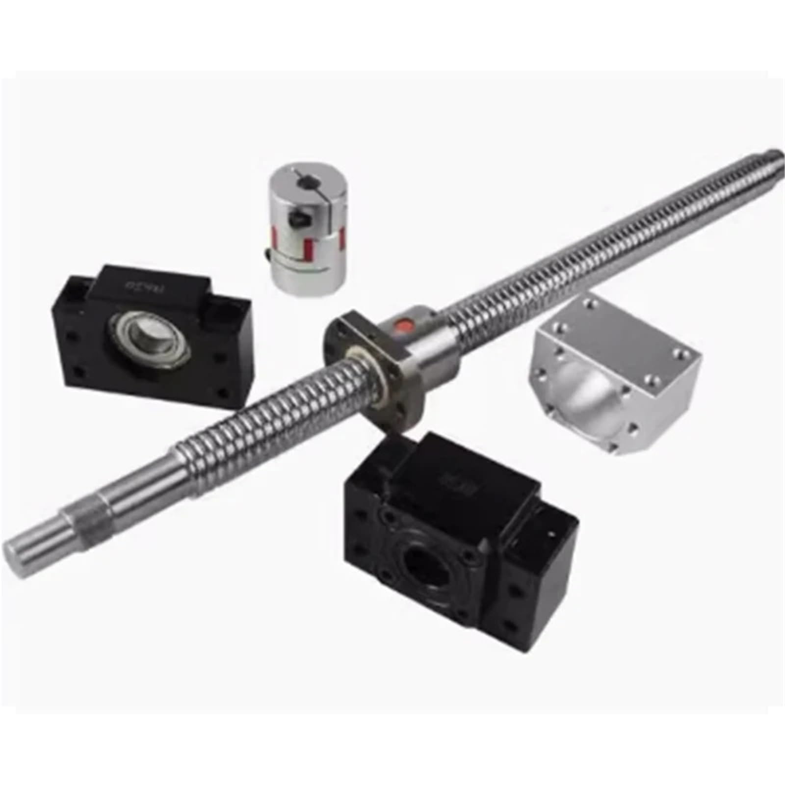 Linear Rail EK/EF15End Support Unit for SFU2005 Ballscrew 1PCS EK15 Fixed Side+1pc EF15 Floated Side+Nut Holder+Coupling for CNC(BKBF15,Tranel Length 2300mm)