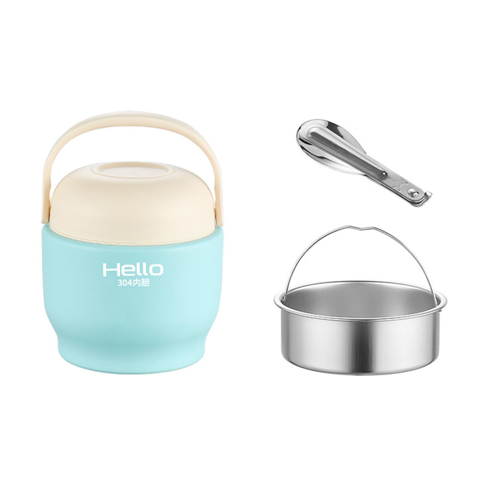 Carotoe Blue 304 Stainless Steel Thermal Lunch Box Meal Preparation Container With Divided Tray For Commuters Travel Stainless Steel Bentos Box For Adults