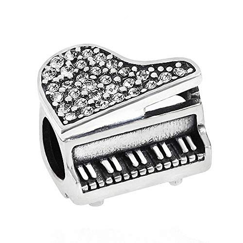 Abun Music Piano Charms 925 Sterling Silver Birthstone Crystal Charms For 3Mm Snake Chain Bracelets (Clear) #TOP10