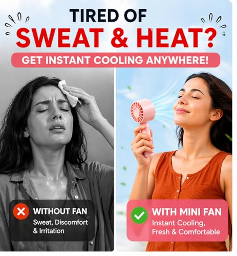 Image of Portable Mini Handheld Fan | Rechargeable Hand Fan with 3 Speed, low noise USB Type-C Rechargeable Fan | Long Battery | Strong Wind | For Home Office Travel for Indoor and Outdoor Use