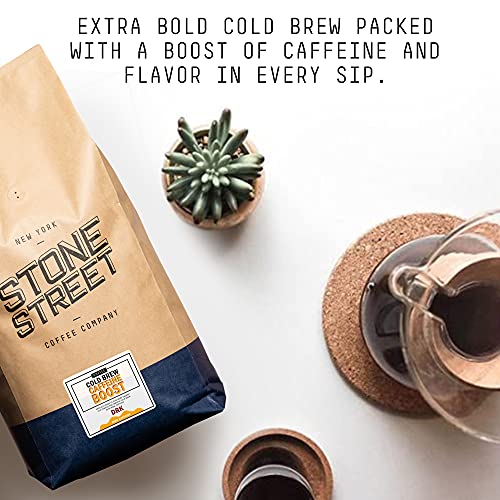 Stone Street Cold Brew Coffee, High Caffeine ‘Boost Blend’, Coarse Ground, Dark Roast, 5 Lb #TOP3
