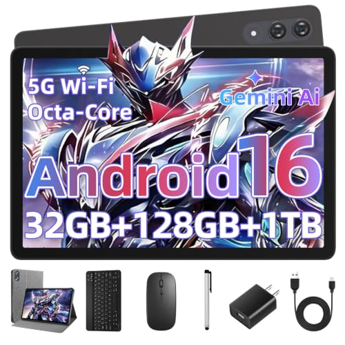 Image of 11 inch Tablet with Keyboard,Android 16 Tablet with Octa Core Processor | 32GB+156GB (1TB Expand),1920x1200 IPS HD Touchscreen,8MP+16MP Dual Camera,Widevine L1,8000mAh , WiFi /GPS,Case Included(Gray)