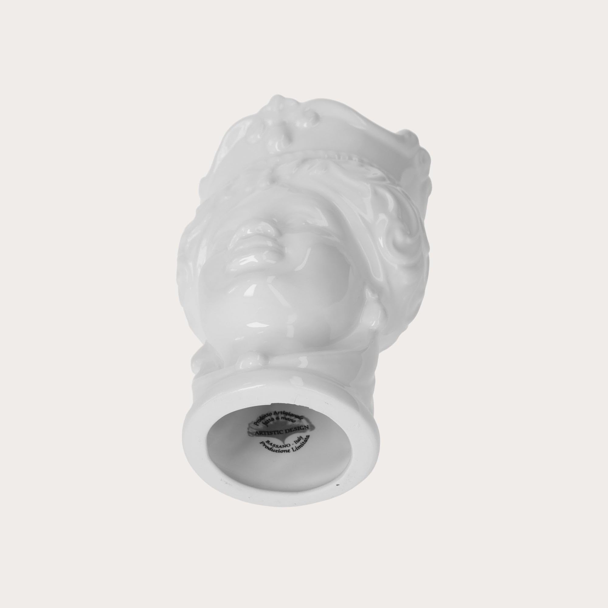 Keyhomestore Wazon z głową jeżyny z białej, błyszczącej ceramiki, wersja żeńska, wysokość 20 cm, idealny do dekoracji wnętrz, wyprodukowano we Włoszech
