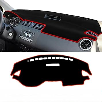 Car Suede Dashboard mat Exquisite Sun-Protective Dashboard Decorative mat Protective Accessories ,for Suzuki Swift Sport 2005 2006 2007 2008 2009 2010 Red Side LHD