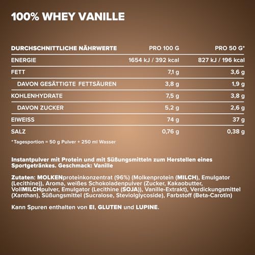 IronMaxx 100% Whey Protein Pulver 500g - Vanille | Cremiger Eiweißshake mit BCAAs & EAAs | High Protein, Low Carb & zuckerarm | Ideal für Muskelaufbau & Fitness