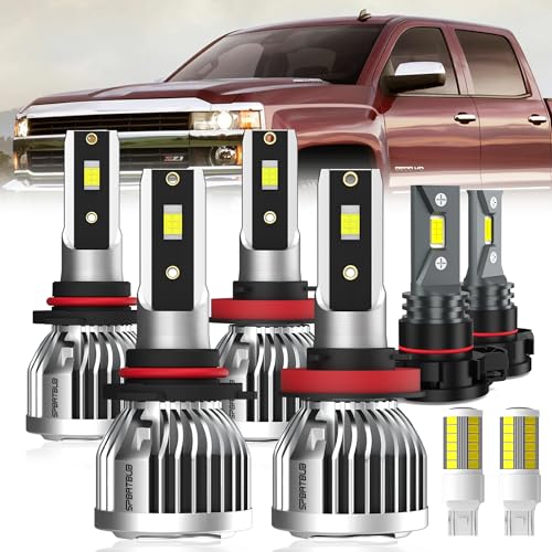 Image of For 2007-2015 Chevy Silverado 1500 2500HD 3500HD light Bulbs, 9005 High Beam H11 Low Beam H16 Fog Light Turn signal Lights Combo, 8-Pack