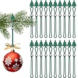 AFunCrafter Christmas Ornament Hooks Green Tree Hanger - 20 PCS Reusable Silicone Clips, Cable Ties, Cord Organizers for Holiday Decorations Storage, Elastic Stretchable