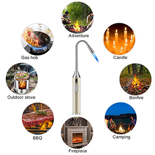 Foxfirers Butane Lighter Refillable Lighter Flexible Long Neck Lighter Adjustable Jet Flame
