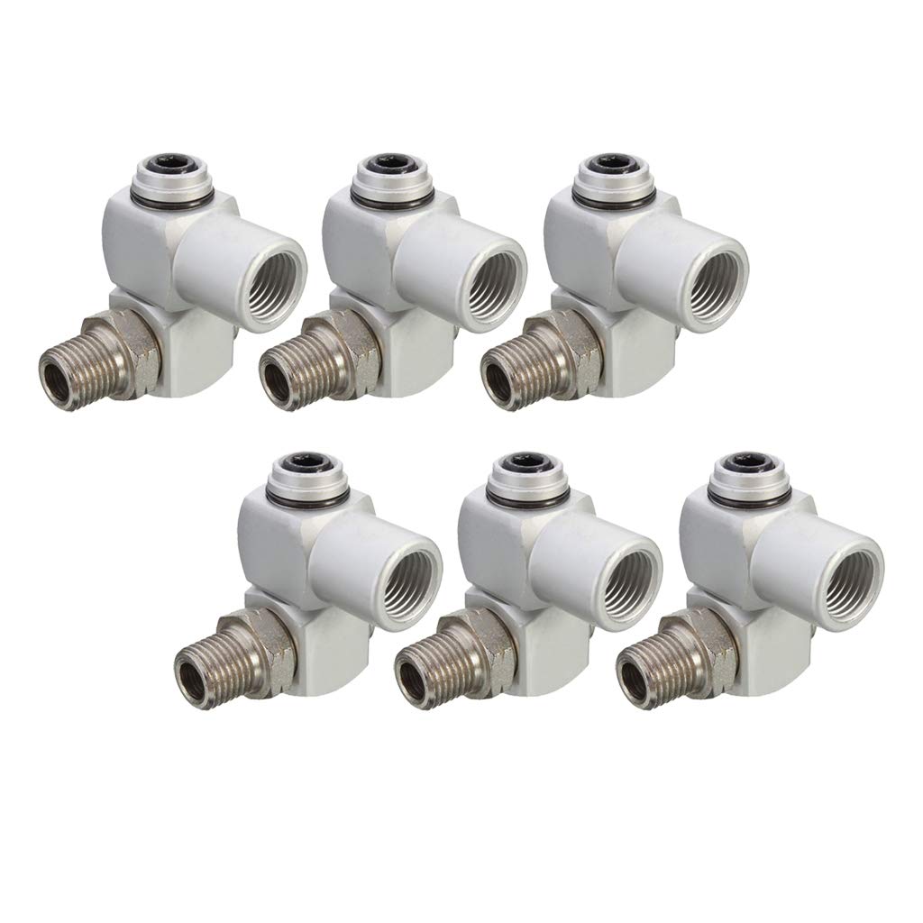 Homyl 1/4 Conector Neumático Universal Adaptador de Tubería de Aire Herramienta de Rotación de 360 ​​Gradοs, Plata, 6 Piezas