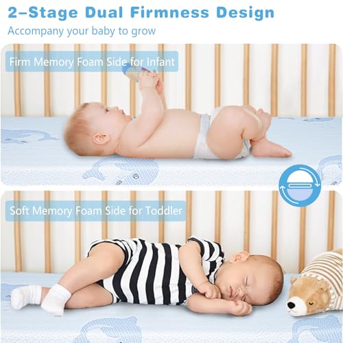 Image of Pack and Play Mattress,Breathable Dual Sided Firm & Soft Memory Foam Pack N Play Mattresses,Baby 38 inchX26 inch Mattress for Pack N Play with Removable Cover (White02)