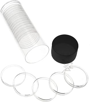 OnFireGuy Capsule Tube & 20 H39 Direct Fit Coin Holders for Standard Sized Casino Chips Black Lid