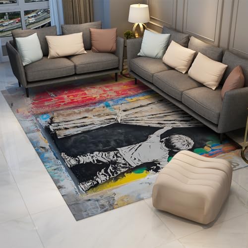 Tapis grand format graffiti facile à nettoyer pour chambre et salon