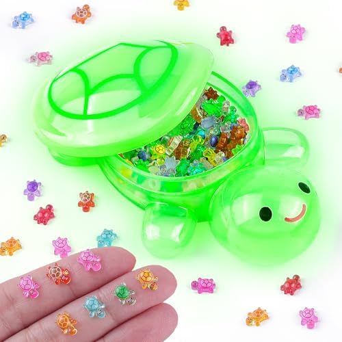 200 Pcs Mini Resin Turtle with 1 Pc Jumbo Resin Turtles, Luminous Miniature Tiny Turtles Glow in The Dark for Fairy Garden Dollhouse Micro Landscaping