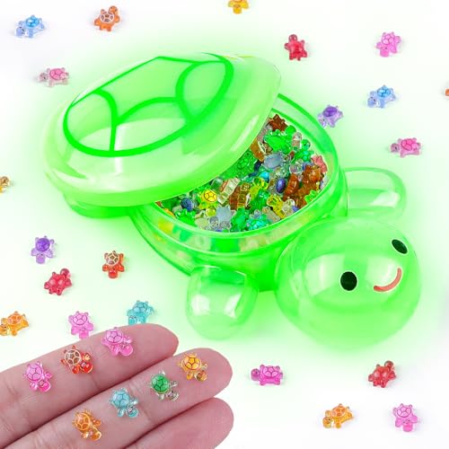 Lot de 200 Mini Tortues en résine avec 1 Tortue géante en résine phosphorescente dans l'obscurité - pour Jardin féerique, Maison de poupée, Micro Paysage