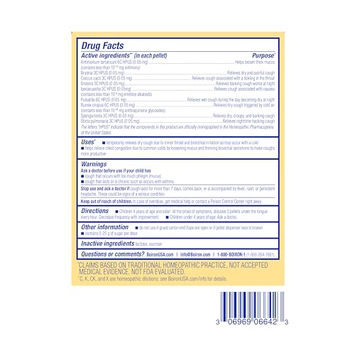 Image of Boiron Chestal Kids Pellets for Cough and Mucus Relief, Nasal or Chest Congestion, and Sore Throat Relief - 2 Count (160 Pellets)