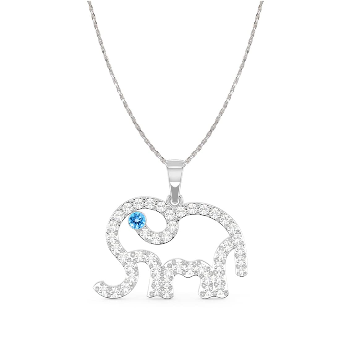 CLARA 925 Sterling Silver Elephant Pendant Chain Necklace | Rhodium Plated, Swiss Zirconia | Gift for Women and Girls (B0B46J5CM7) Amazon Price History, Amazon Price Tracker