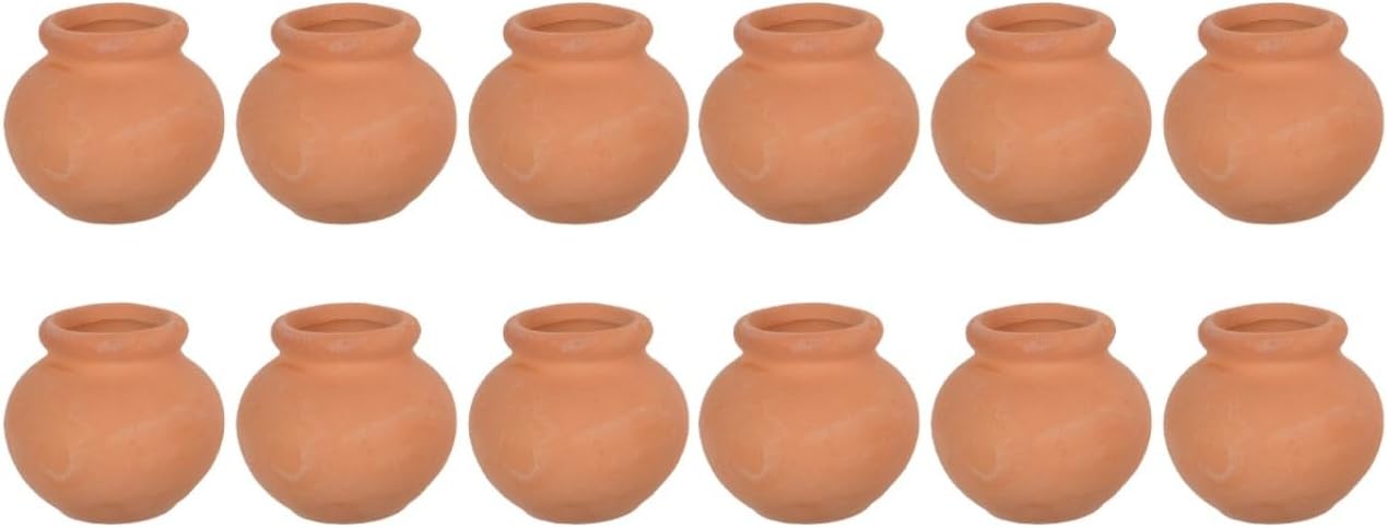 HANABASS 12 Pcs Mini Terracotta Pots 1.5 Inch Small Succulent Clay Planters with Drainage Hole for Tiny Plants Cactus Nursery Craft DIY Party Favors Desktop Decoration