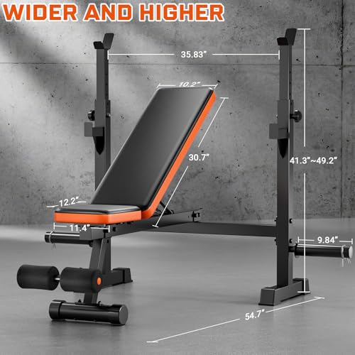 Image of Fostoy 800lbs 8in1 Weight Bench with Lat Pulldown, Leg Extension /Curl, Workout Bench Press with Preacher Curl & Adjustable Seat for Home Gym Full Body