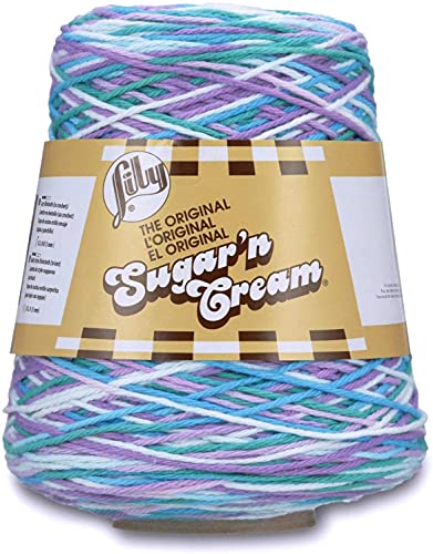 Image of Lily Sugar N Cream Cones Beach Ball Blue Yarn - 1 Pack of 14oz /400g - Cotton - #4 Medium - 706 Yards - Knitting /Crochet